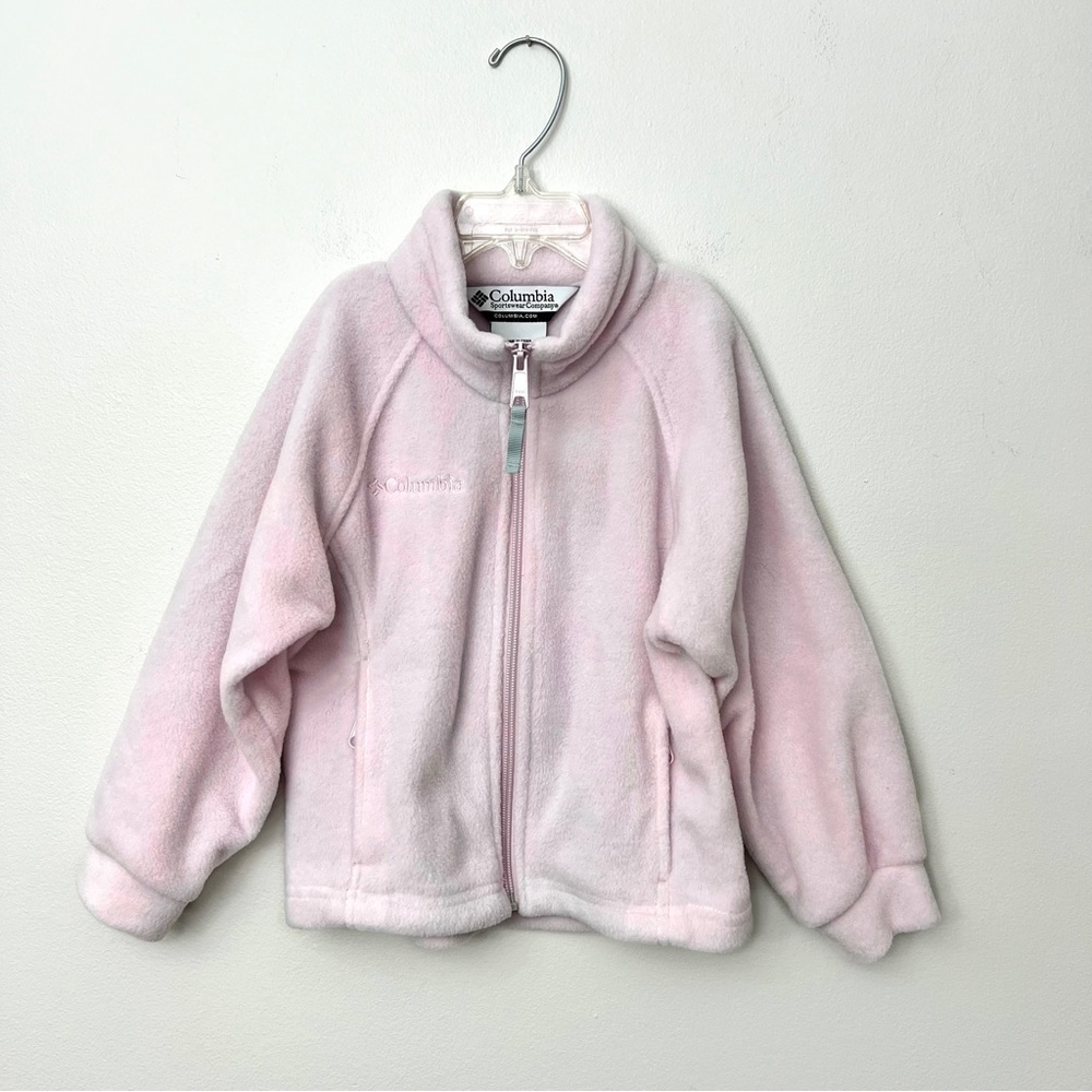 Girls Columbia fleece zip up jacket coat pink 4/5